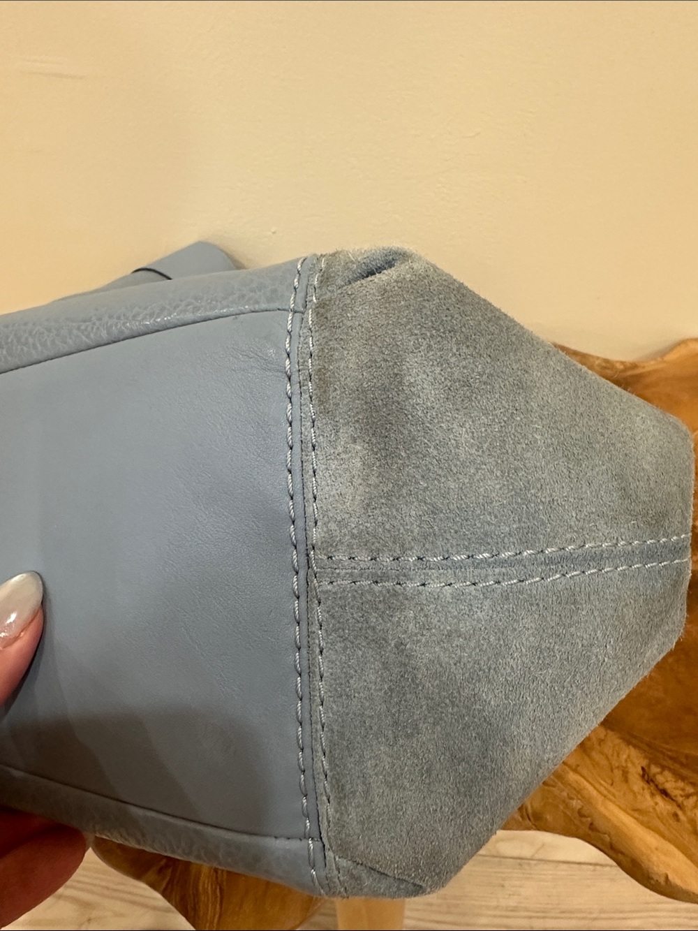 Coach Lexy Powder Blue Leather & Suede Shoulder Bag With Hangtag - Picture 13 of 14